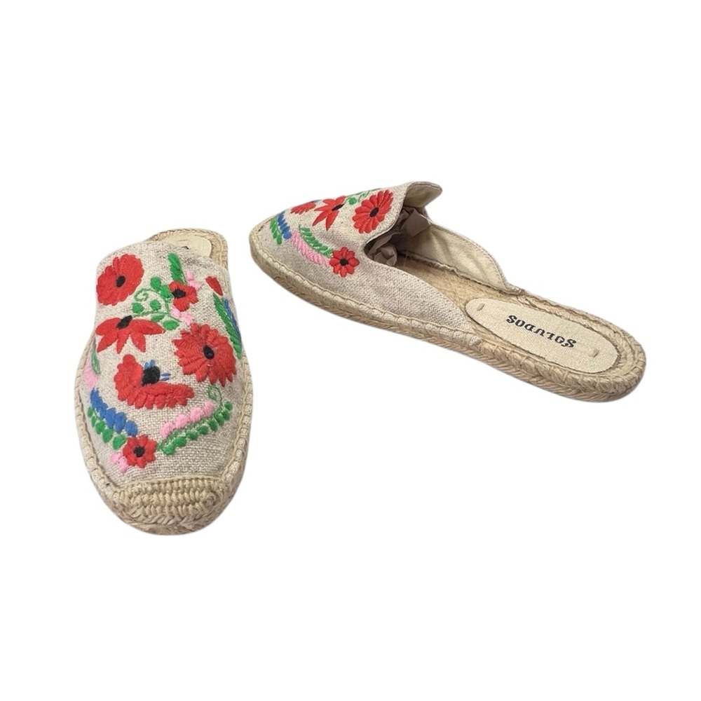 Soludos Ibiza Floral Embroidered Espadrille Mule Size 8 Boho Festival Coastal - Picture 3 of 11
